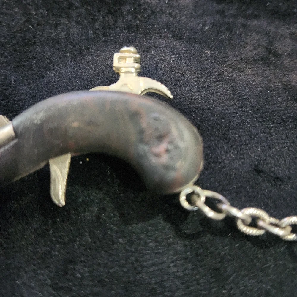 Silver and Black Vintage Pistol Keychain - Decorative Men's Accessory